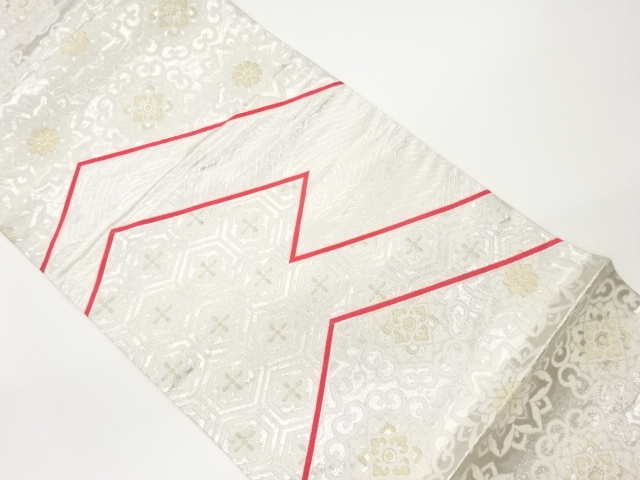 JAPANESE KIMONO / VINTAGE FUKURO OBI / WOVEN FLOWER CREST & KIKKO PATTERN